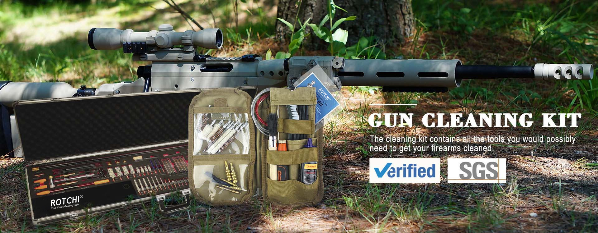 Deluxe Aluminum Case Gun Cleaning Kit တစ်ခုတည်းတွင် အားလုံးပါဝင်သည်။