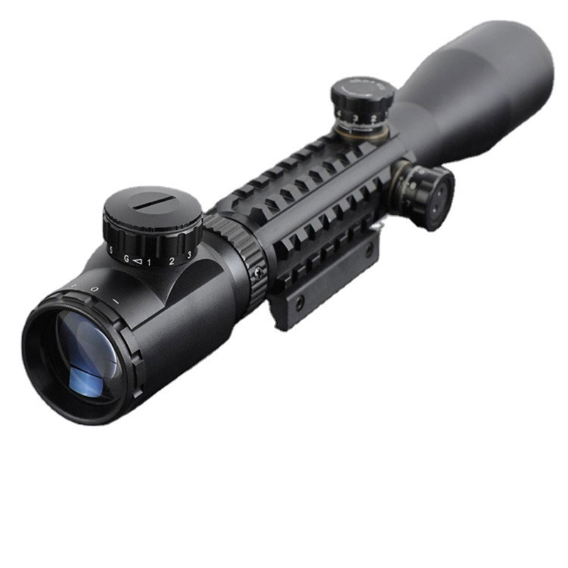 အခမဲ့ 11mm သို့မဟုတ် 20mm တပ်ဆင်မှုများပါရှိသော 3-9x40 အစိမ်းရောင် အမဲလိုက် Optics အမြင်ဖြင့် ပစ်ခတ်မှု Tactical Riflescope Airsoft Scope