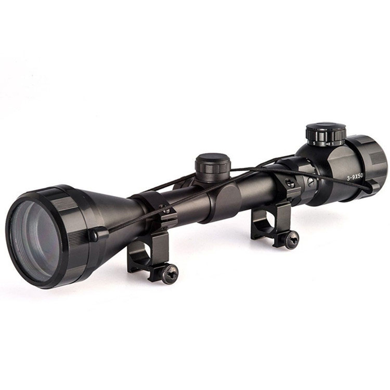 3-9x50 Eg အမဲလိုက်ခြင်း နယ်ပယ် Tactical Rgb အလင်းရောင်ပေးသည့် Reticle Riflescope လေပျော့သေနတ်