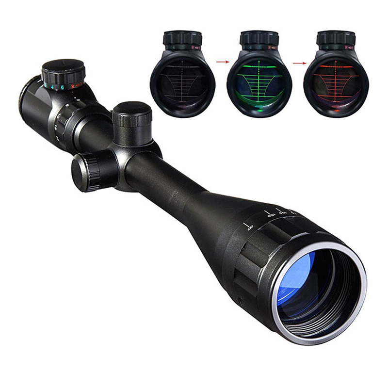 6-24x50 ချိန်ညှိနိုင်သော ရိုင်ဖယ် Scope Reticle အနီရောင် အစိမ်းရောင် အစက် အမဲလိုက်ခြင်း နယ်ပယ်များ Tactical Riflescopes အမဲလိုက် ရိုင်ဖယ် မြင်ကွင်း နယ်ပယ်