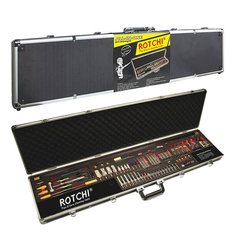Deluxe Aluminum Case Gun Cleaning Kit တစ်ခုတည်းတွင် အားလုံးပါဝင်သည်။