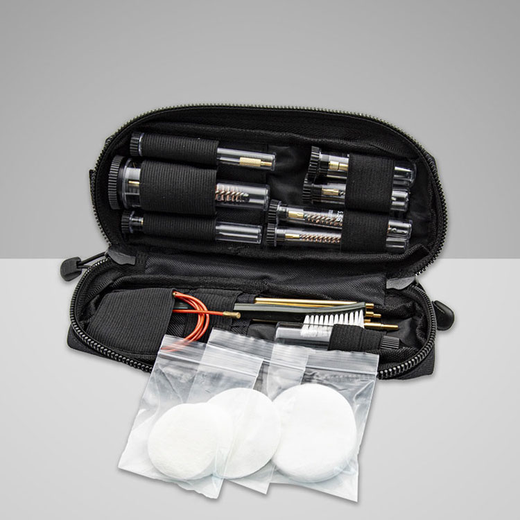 Molle System Gun Cleaning Kit for Rifles .177cal. နှင့် .223cal ။ သန့်ရှင်းရေးကြိုး ၅ ချောင်းနှင့် ပြောင်းလွယ်ပြင်လွယ်ကြိုး ၁ ချောင်းတို့ ပါဝင်သည်။