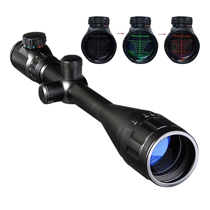 Tactical Hunting Scope အနီရောင် Green Dot Illuminated Reticle 6-24x50 Riflescope Telescope Air Gun Sniper Rifle Scope အမဲလိုက်ခြင်းနယ်ပယ်